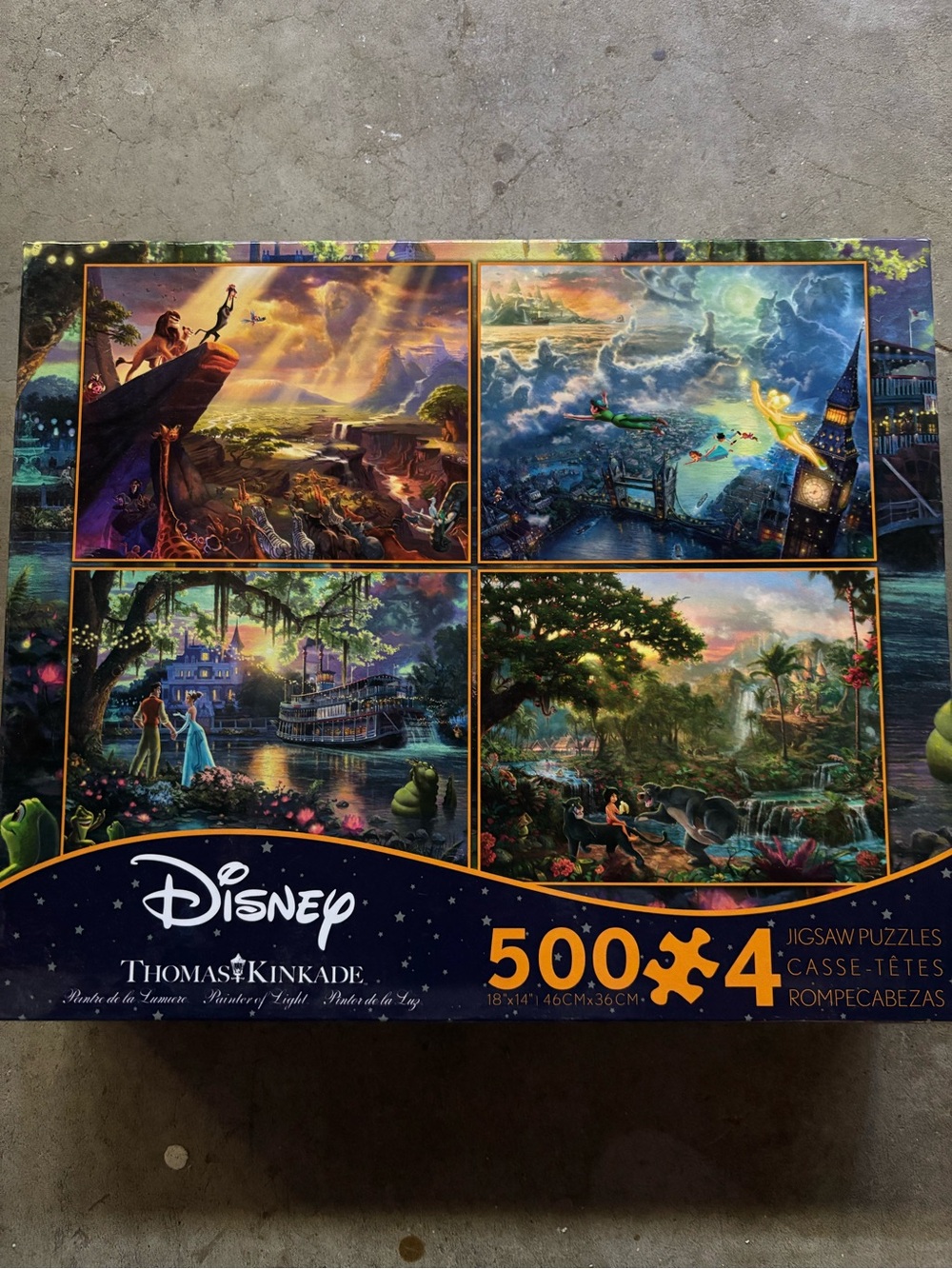 Disney Thomas Kinkade 4-Pack Jigsaw Puzzles - Blue, Green, Yellow, Purple